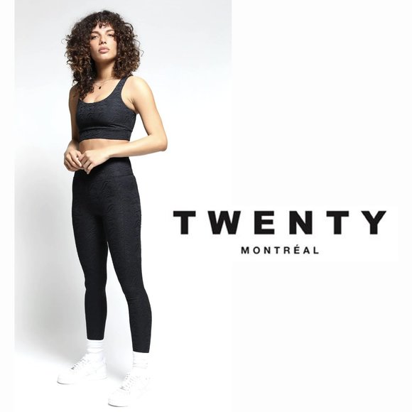 Twenty Montreal Pants - Twenty Montreal Black 3D Swirl Brocade 7/8 Activewear Leggings NWT Size Medium